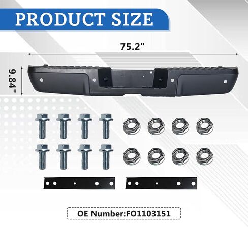Rear Step Bumper Assembly Compatible with 2008-2016 Ford F250 F350 F450 F550 Super Duty Rear Bumper with Parking Sensor Holes,Back Bumper Replacement for FO1103151(Black) in Saudi Arabia