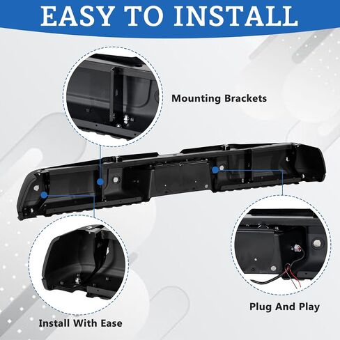 Rear Step Bumper Assembly Compatible with 2008-2016 Ford F250 F350 F450 F550 Super Duty Rear Bumper with Parking Sensor Holes,Back Bumper Replacement for FO1103151(Black) in Saudi Arabia