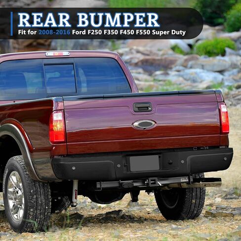 Rear Step Bumper Assembly Compatible with 2008-2016 Ford F250 F350 F450 F550 Super Duty Rear Bumper with Parking Sensor Holes,Back Bumper Replacement for FO1103151(Black) in Saudi Arabia