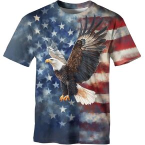 Casual American Flag Eagle T-Shirt for Men Patriotic T-Shirts Short Sleeve in Saudi Arabia