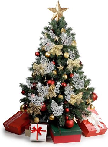 RECUTMS 40 Pcs Christmas Glitter Artificial Pine Needles and Christmas Glitter Berry Stems Floral Picks Branches Greenery Pine for DIY Christmas Garlands Tree Wreath Vase Decoration(White) in Saudi Arabia