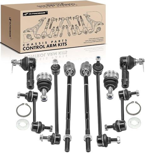 A-Premium Set of 10, Front Lower Ball Joint, Inner & Outer Tie Rod End, Front & Rear Sway Bar Link, Compatible with Hyundai Tiburon 2003-2008 in Saudi Arabia