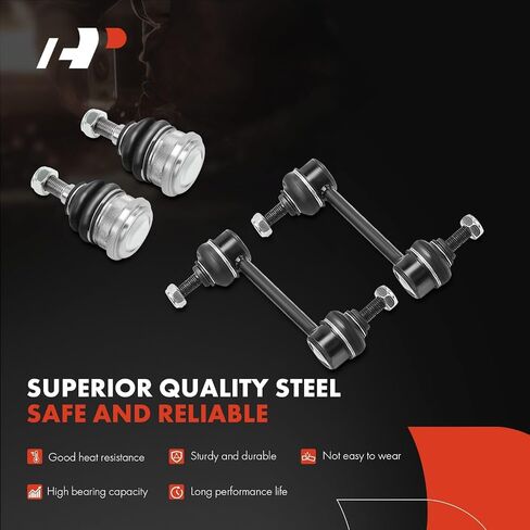 A-Premium Set of 10, Front Lower Ball Joint, Inner & Outer Tie Rod End, Front & Rear Sway Bar Link, Compatible with Hyundai Tiburon 2003-2008 in Saudi Arabia