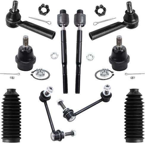 Detroit Axle - Front 10pc Suspension Kit for 2003-2009 Toyota 4Runner FJ Cruiser Lexus GX470, 2 Lower Ball Joints 2 Sway Bars 4 Inner Outer Tie Rods 2 Boots 2004 2005 2006 2007 2008 Replacement in Saudi Arabia