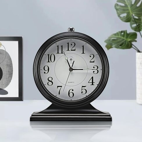 10-inch Vintage Mantel Desk Clock, Silent Desk Clock for Living Room Décor, Easy to Read Larege Retro Mantel Clocks for Fireplace and Shelf Decoration. (Brown) in Saudi Arabia