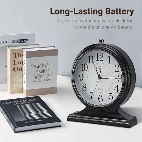10-inch Vintage Mantel Desk Clock, Silent Desk Clock for Living Room Décor, Easy to Read Larege Retro Mantel Clocks for Fireplace and Shelf Decoration. (Brown) in Saudi Arabia