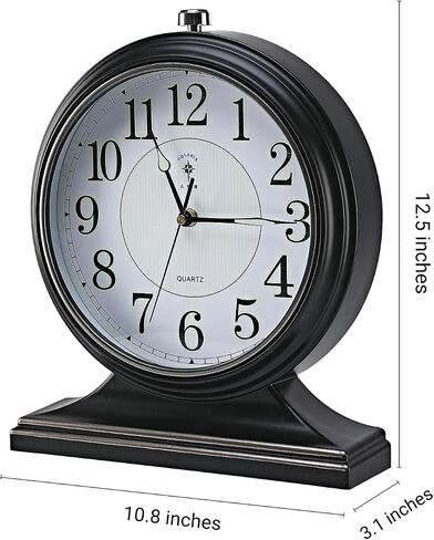 10-inch Vintage Mantel Desk Clock, Silent Desk Clock for Living Room Décor, Easy to Read Larege Retro Mantel Clocks for Fireplace and Shelf Decoration. (Brown) in Saudi Arabia