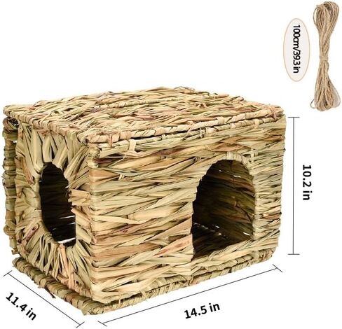 Grass House for Rabbits,Sangle Sopffy,Hand Woven Bunny Grass House,Rabbit Hideout,Natural Grass Hideaway for Bunny Guinea Pig Chinchilla Ferret Hamster Squirrel with Rabbit Chew Toys in Kuwait