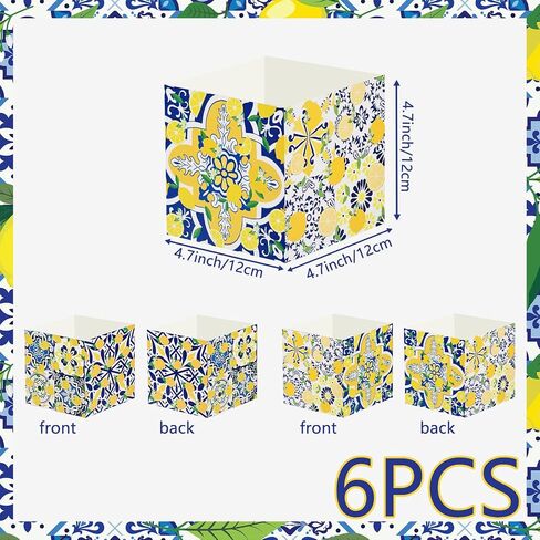 6 Sets Blue Tiles Lemon Table Centerpiece Decor Box and Artificial Lemon Branches Amalfi Coast Capri Positano Lemon Party Supplies for Capri Mediterranean Wedding Birthday Baby Shower Party Decor in Saudi Arabia