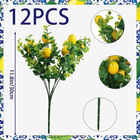 6 Sets Blue Tiles Lemon Table Centerpiece Decor Box and Artificial Lemon Branches Amalfi Coast Capri Positano Lemon Party Supplies for Capri Mediterranean Wedding Birthday Baby Shower Party Decor in Saudi Arabia