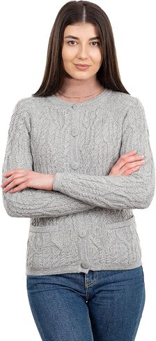 SAOL Ladies Button Pockets Soft Wool Blend Knit Sweater Cardigan in Saudi Arabia