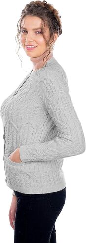 SAOL Ladies Button Pockets Soft Wool Blend Knit Sweater Cardigan in Saudi Arabia