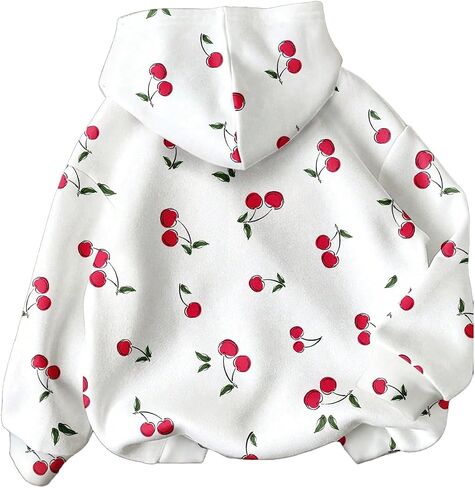 Women's Cherry Graphic Hoodies Long Sleeve Hooded Sweatshirts Cute Fall Pullover Tops in Saudi Arabia