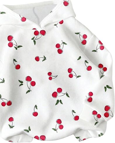 Women's Cherry Graphic Hoodies Long Sleeve Hooded Sweatshirts Cute Fall Pullover Tops in Saudi Arabia