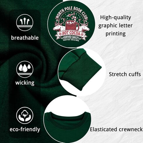 Christmas Book Sweatshirt for Women North Pole Book Club Pullover Holiday Bookworm Teacher Sweater in Saudi Arabia