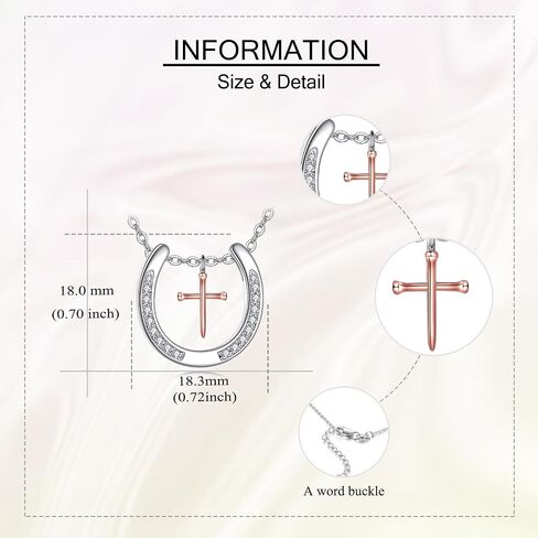 Horse/Horseshoe Necklace 925 Sterling Silver Filigree Horse Head Pendant Cross Necklace Lucky Jewelry Gift for Women in Saudi Arabia