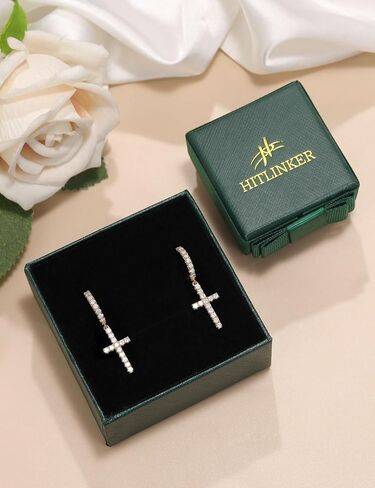 Moissanite Sterling Silver Cross Earrings for Women Huggie Drop Hypoallergenic Lightweight Earring Set in Saudi Arabia