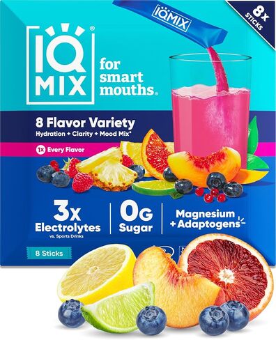 IQMIX Sugar Free Electrolytes Powder Packets - Hydration Supplement Drink Mix with Keto Electrolytes, Lions Mane, Magnesium L-Threonate, and Potassium Citrate - Peach Mango (20 Count) in Saudi Arabia