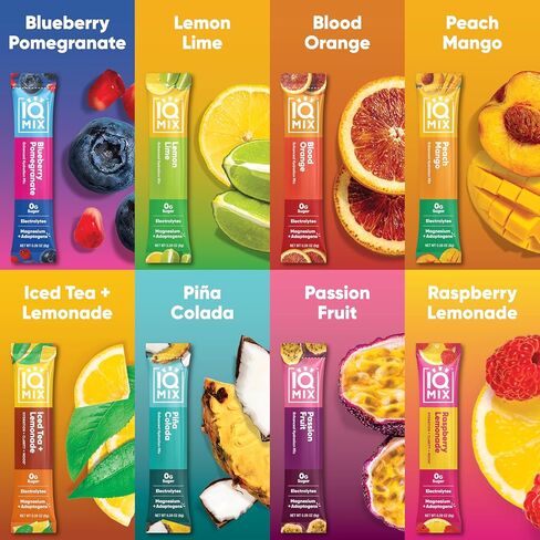IQMIX Sugar Free Electrolytes Powder Packets - Hydration Supplement Drink Mix with Keto Electrolytes, Lions Mane, Magnesium L-Threonate, and Potassium Citrate - Peach Mango (20 Count) in Saudi Arabia