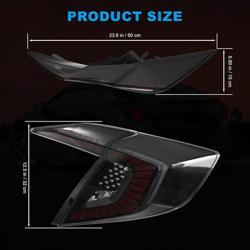 LED Tail Lights for Honda Civic 10th Gen Sedan 2016-2021,Rear Tail Lamps Assembly with Starting Animated,One Pair Sequential LED Turn Signal,Smoked(Not Fit Hatchback & Type R) in Saudi Arabia
