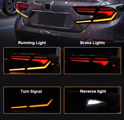 LED Tail Lights for Honda Civic 10th Gen Sedan 2016-2021,Rear Tail Lamps Assembly with Starting Animated,One Pair Sequential LED Turn Signal,Smoked(Not Fit Hatchback & Type R) in Saudi Arabia