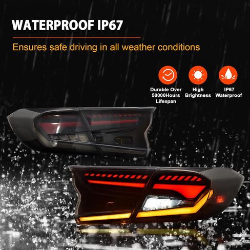 LED Tail Lights for Honda Civic 10th Gen Sedan 2016-2021,Rear Tail Lamps Assembly with Starting Animated,One Pair Sequential LED Turn Signal,Smoked(Not Fit Hatchback & Type R) in Saudi Arabia