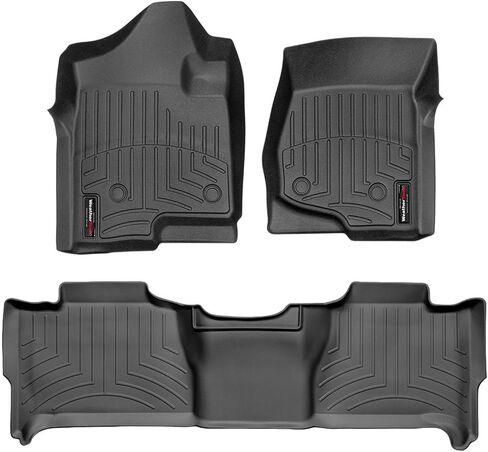 بطانات أرضية مخصصة من WeatherTech لـ Suburban، Yukon، Tahoe - الصف الأول والثاني (44066-1-2)، أسود in Saudi Arabia
