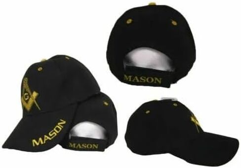 Trade Winds Mason Masonic Black Hat Cap Embroidered Adjustable Velkro in Saudi Arabia