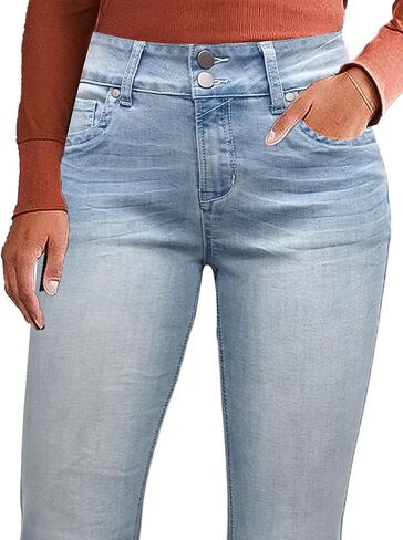 Flamingals Boot Cut Jeans for Women Trendy High Waist Tummy Control Jean Flare Jeans Straight Denim Pants in Kuwait