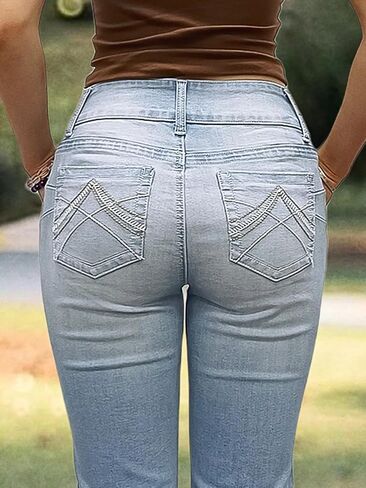 Flamingals Boot Cut Jeans for Women Trendy High Waist Tummy Control Jean Flare Jeans Straight Denim Pants in Kuwait