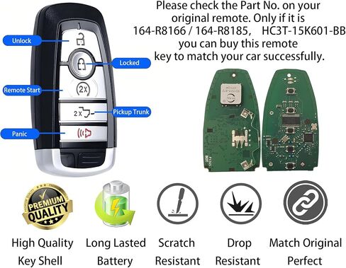 Smart Key for Ford SUV, Alliskeys Proximity Remote Control Key Fob Replacement for Ford SUV 2018-2020, Lincoln Corsair Nautilus Aviator Navigator 2020-2023 M3N-A2C93142600 164-R8198 5-Button SUV in Kuwait