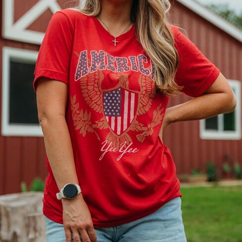 Yee Yee Apparel Graphic T Shirts for Women – Patriotic T Shirt and Short Sleeve Graphic Tees for Women in Saudi Arabia