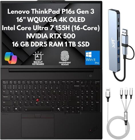 لينوفو ثينك باد P16s الجيل 3 انتل كور الترا 7 155H، 16C، 16 بوصة WQUXGA (3840 × 2400)، OLED غير لمس، 64 جيجا رام DDR5، 1 تيرابايت SSD، NVIDIA RTX 500 Ada Backlit KYB، قارئ بصمات الأصابع، Windows 11 Pro in Saudi Arabia
