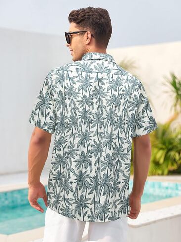 Mens Hawaiian Shirts Silk Short Sleeve Beach Shirt Relaxed Fit Vacation Shirts in Saudi Arabia