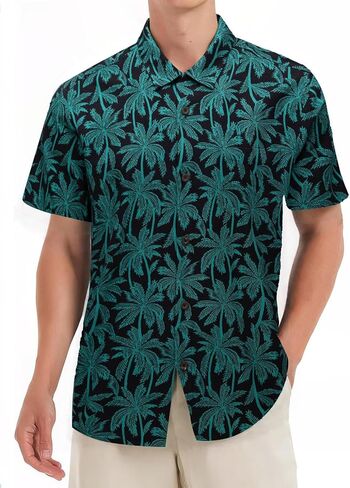 Mens Hawaiian Shirts Silk Short Sleeve Beach Shirt Relaxed Fit Vacation Shirts in Saudi Arabia