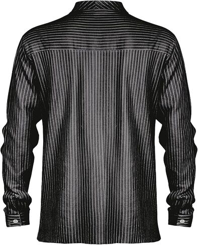 Men's Stand Collar Long-Sleeve Button-Down Casual Striped Shirt, Four-Season Long Sleeve, Lightweight Outerwear in Saudi Arabia