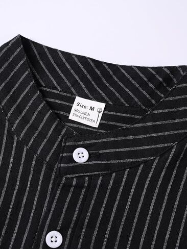 Men's Stand Collar Long-Sleeve Button-Down Casual Striped Shirt, Four-Season Long Sleeve, Lightweight Outerwear in Saudi Arabia