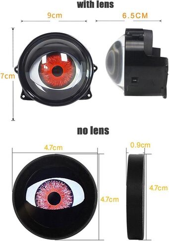 Dynamic Big Eye Ball Fog Lights, LED Adjustable Color 12v Devil Eyes with Lens Light Up Big Eyeball Lights for Car for Any Car Model (2Pcs) Lens Style in Saudi Arabia