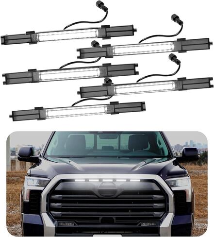 Front Bumper Grill Lights for Toyota Tundra 2022-2025 Raptor Light Bar LED Marker Head Lamps DRL 3rd Gen Exterior Accessories, Only Fits SR SR5 Limited OEM Grille (Amber) in Kuwait