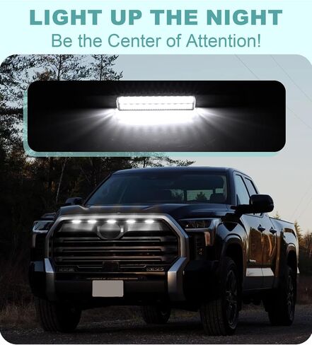 Front Bumper Grill Lights for Toyota Tundra 2022-2025 Raptor Light Bar LED Marker Head Lamps DRL 3rd Gen Exterior Accessories, Only Fits SR SR5 Limited OEM Grille (Amber) in Kuwait