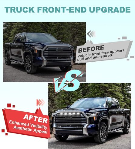 Front Bumper Grill Lights for Toyota Tundra 2022-2025 Raptor Light Bar LED Marker Head Lamps DRL 3rd Gen Exterior Accessories, Only Fits SR SR5 Limited OEM Grille (Amber) in Kuwait