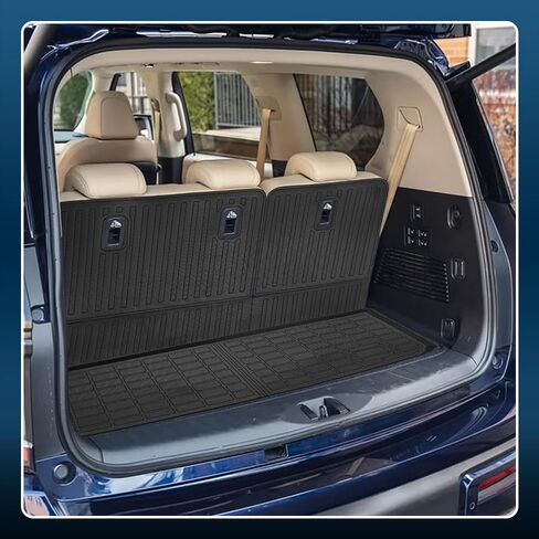 متوافق مع سجادات أرضية Nissan Armada/Infiniti QX80 2025 2026 (7 مقاعد) وبطانة الحمولة، حماية من جميع الأحوال الجوية، مقاومة للماء، بطانة أرضية TPE مضادة للانزلاق وملحقات سجادة صندوق السيارة in Kuwait