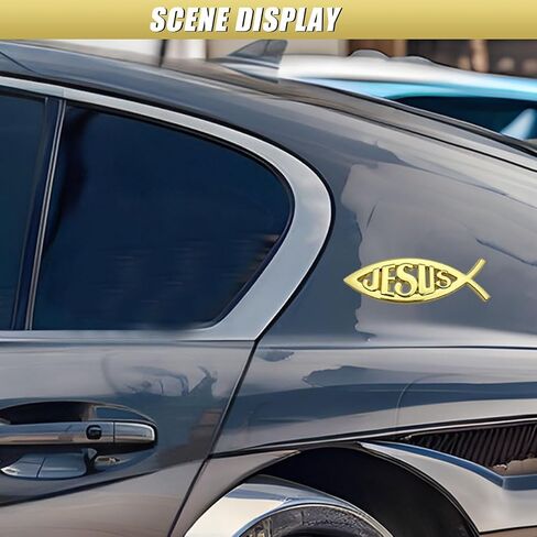 2PCS Jesus Fish Decal Sticker, 3D Chrome Metal Car Emblem, Waterproof Auto Bumper Stickers, Christian Fish Symbol Decal, Car Decorations Accessories for Cars, Trucks, Motorcycles (Silver) in Saudi Arabia