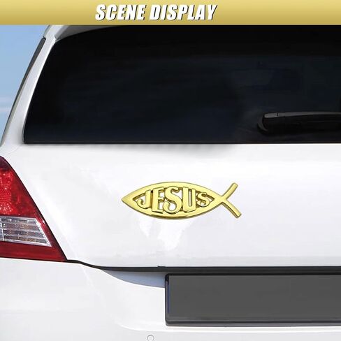 2PCS Jesus Fish Decal Sticker, 3D Chrome Metal Car Emblem, Waterproof Auto Bumper Stickers, Christian Fish Symbol Decal, Car Decorations Accessories for Cars, Trucks, Motorcycles (Silver) in Saudi Arabia