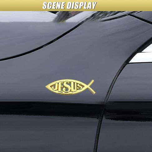 2PCS Jesus Fish Decal Sticker, 3D Chrome Metal Car Emblem, Waterproof Auto Bumper Stickers, Christian Fish Symbol Decal, Car Decorations Accessories for Cars, Trucks, Motorcycles (Silver) in Saudi Arabia