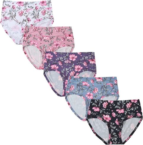 Women's Plus Size XL-5XL Underwear High Waist Briefs Panties Rose Floral Print Ladies Undies 5-Pack in Saudi Arabia