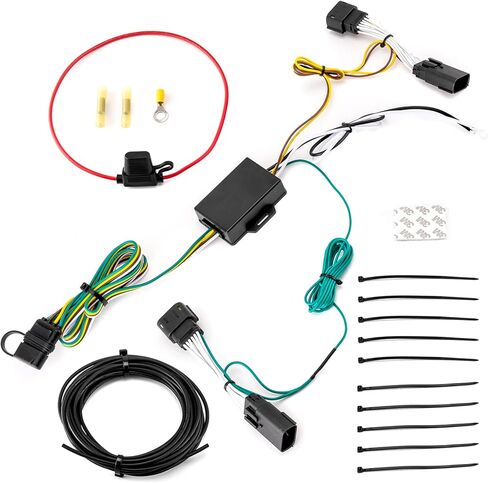 Wsays 4-Pin Trailer Wiring Harness Plug & Play Connect Trailer Tail Lights أضواء إشارة الفرامل وإشارات الانعطاف المتوافقة مع 2018+ Jeep Wrangler JL/JLU & Gladiator in Kuwait