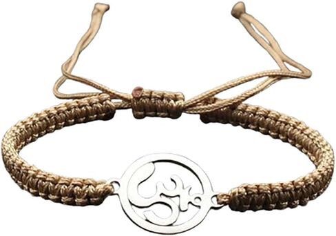 Yoga Om Bracelet for Women - Adjustable Cord, Silver Charm, Spiritual Energy Jewelry in Saudi Arabia