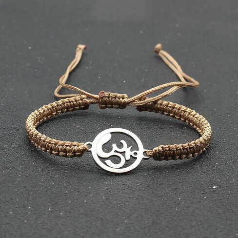 Yoga Om Bracelet for Women - Adjustable Cord, Silver Charm, Spiritual Energy Jewelry in Saudi Arabia