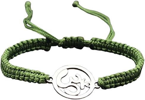 Yoga Om Bracelet for Women - Adjustable Cord, Silver Charm, Spiritual Energy Jewelry in Saudi Arabia